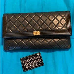Black and gold Chanel clutch